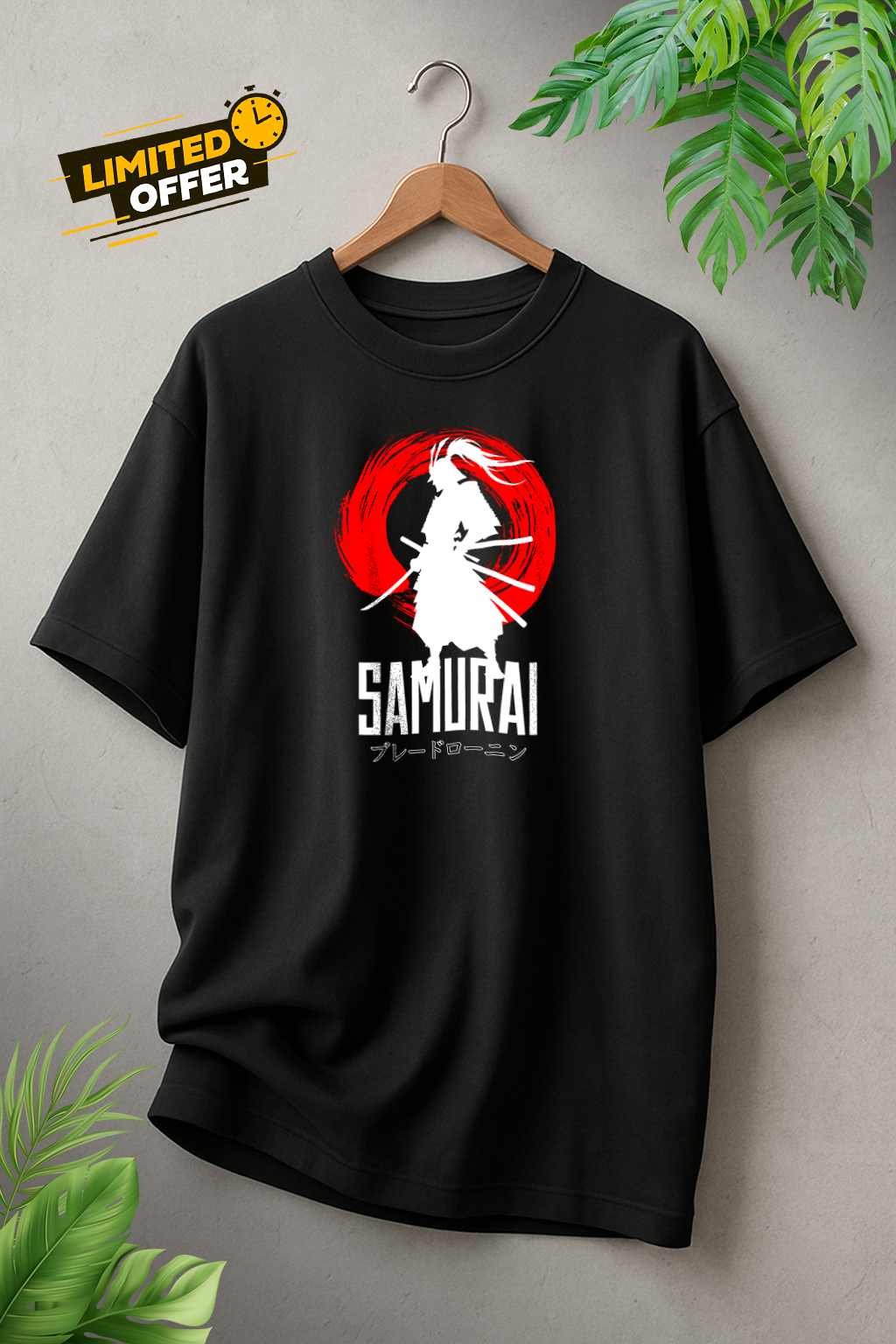 Samurai Spirit Graphic Oversize T-Shirt – Blade Ronin Warrior Design | Japanese Streetwear