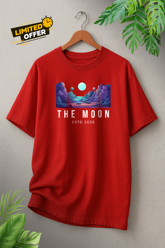 The Moon Graphic Oversize T-Shirt – Cosmic Landscape Tee ESTD 2025