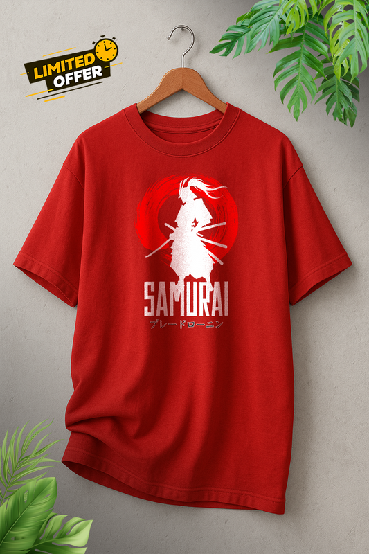 Samurai Spirit Graphic Oversize T-Shirt – Blade Ronin Warrior Design | Japanese Streetwear
